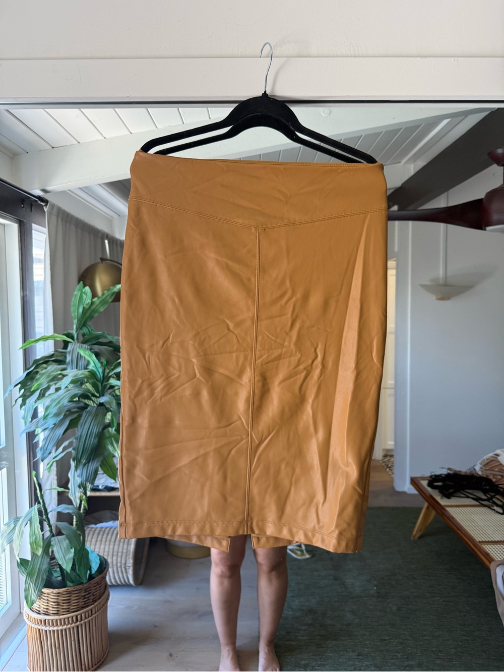 Express Tan Faux Leather Pencil Skirt